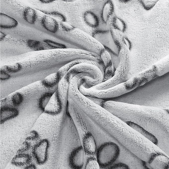 UTTPLL Blanket-Machine-Washable-Premium-Shedding Soft Dog Blanket 30"x20" Fluffy Warm Fleece Paw Print Pet Flannel Cat Blanket for Indoor Cats Medium Small Dog Puppy Essentials Grey