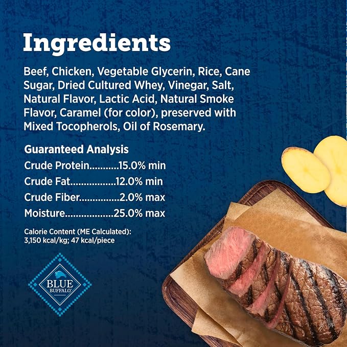 Blue Buffalo True Chews Premium Jerky Cuts Dog Treats, Made in The USA with Natural Ingredients, Beef, 30-oz Bag (Pack of 3)