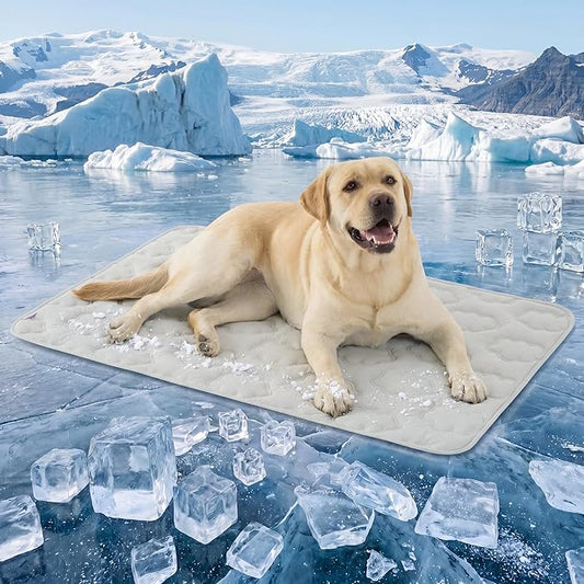 LE SURE Dog Cooling Mat for Extra Large Dogs -Q-Max>0.5 XL Breathable Thin Cool Crate Pad with Chill Cold Fiber and Innovative Mesh Base Design, Portable Washable Pet Kennel Mat for Summer,44x30,Grey