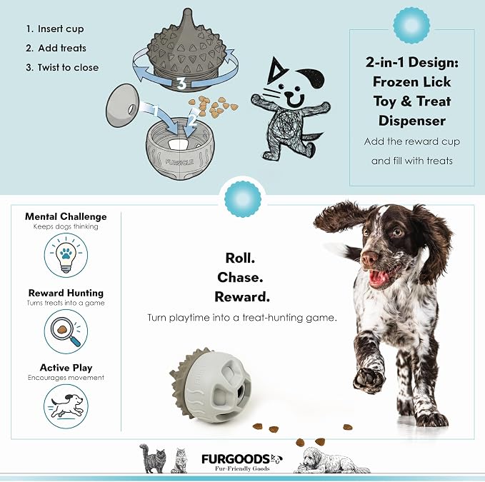 FURSICLE Reinforced Pro. Frozen Dog Treat Toy Ball | Interactive Enrichment Dispenser | Freezable Ice Licking Feeder Keeps Dogs Busy & Calm | Mental Stimulation & Boredom Buster