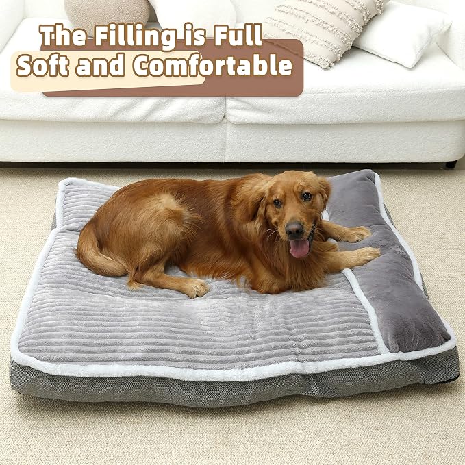 WINDRACING Large Dog Bed with Pillow for Crate Kennel, Sofa Dog Bed, Super Soft pet Bed for Medium, Jumbo, Furniture