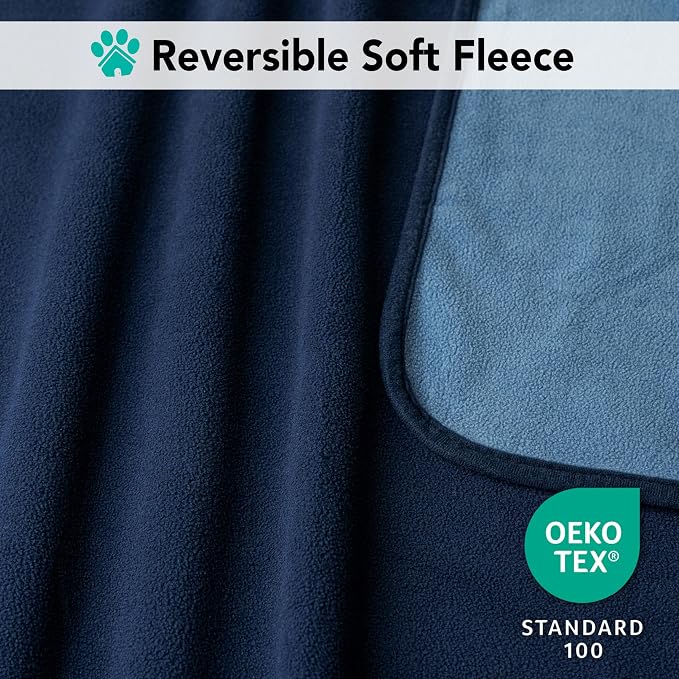 PetAmi Waterproof Dog Blanket for Couch, Pee Proof Reversible Cat Blanket for Sofa Bed Furniture Protector, Soft Fleece Washable Pet Throw for Dogs Cats Puppies Kittens, 60x80 Navy Blue