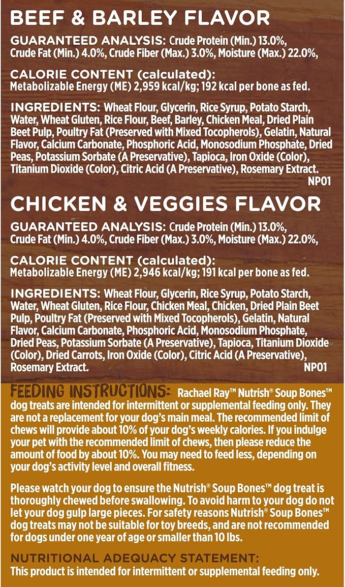 Nutrish Rachael Ray Soup Bones Long Lasting Dog Chews Variety Pack, 22 Count (Pack of 2)