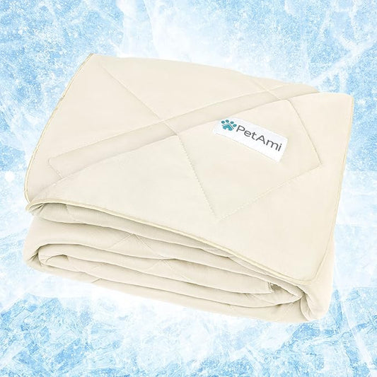 PetAmi Premium Cooling Dog Blanket | Lightweight Fluffy Pet Throw Blanket Bed Cover for Dogs, Cat, Puppies | Pet Blanket Furniture Protector Couch Sofa | Reversible Fuzzy Cozy | 29x40, Beige Latte
