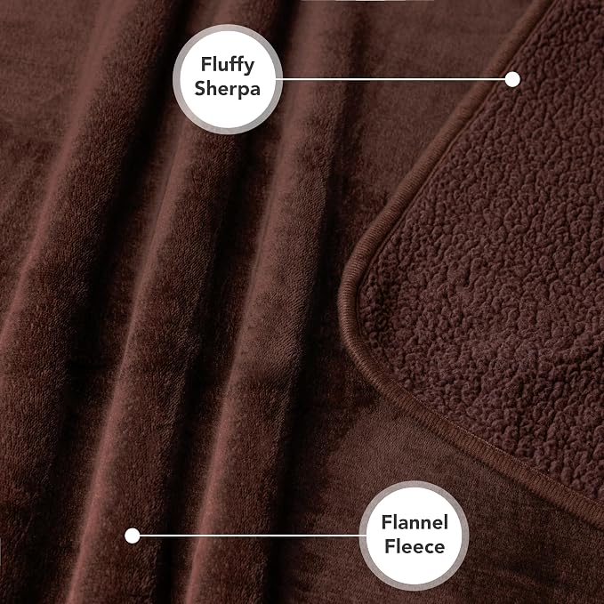 PetAmi Premium Waterproof Dog Blanket for Large Dogs, Reversible Sherpa & Flannel Fleece, Leakproof Pet Throw for Couch Protection, Soft Plush Furniture Protector for Cats, Washable, 60x80 Brown