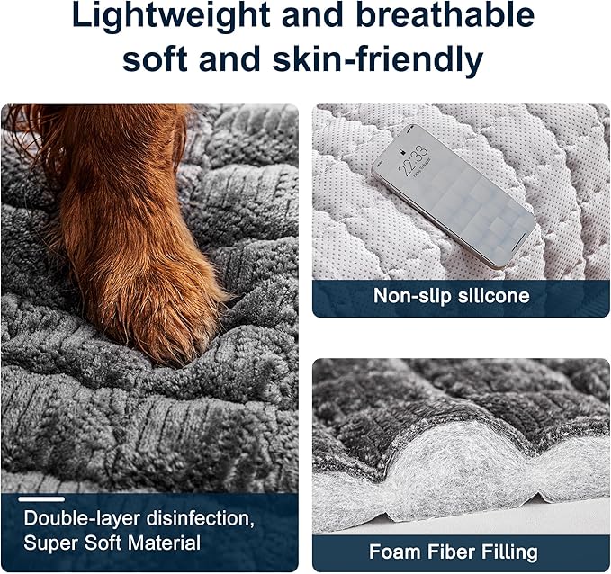 Couch Cover for Dogs Washable,Anti-Slip Back Cat Mat Pet Pad Blanket for Furniture Protector,Fuzzy Pet Sofa Cover for 3 Cushion Couch Sofa Pets Friendly (Dark Gray, 1pc/27.6"x70.9"/Seat Cover)