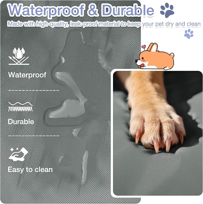 Kritter Planet Waterproof Foldable Dog Bed Pad for Camping & Travel, Portable Roll-Up Dog Bed Car Seat Pet Cushion Mat with Handles for Small & Medium Dogs, Indoor & Outdoor Use