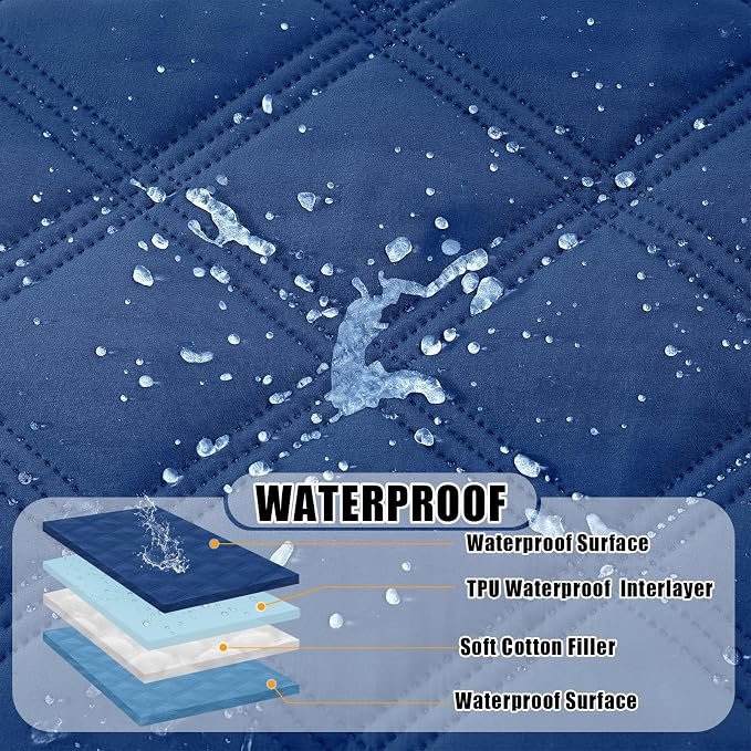 Smiry Waterproof Dog Bed Cover Blanket 68x82, Soft Reversible Pet Blanket, Washable Leakproof Cats Dogs Couch Cover for Sofa, Couch, Furniture, Navy/Blue