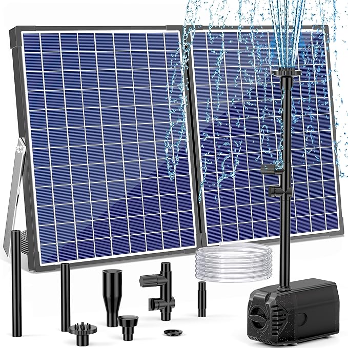 NFESOLAR 35W Solar Fountain Pump, 280GPH Solar Pond Pump with Foldable Solar Panel, Adjustable Flow Solar Water Pump with 6.6FT PVC Tubing for Outdoor Pond, Garden, Waterfall, Hydroponic, Pool