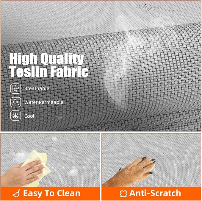 Simple Trending Raised Dog Bed for Large Dogs, Outdoor Elevated Dog Cot with Washable Breathable Mesh, Waterproof Cooling Pet Bed, 42" x 31", Grey