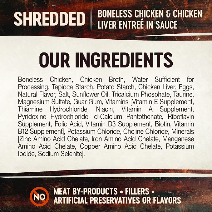 Wellness CORE Signature Selects Shredded Adult Wet Cat Food,Natural,Protein-Rich,Grain Free,5.3 Ounce (Chicken & Chicken Liver),(Pack of 24)