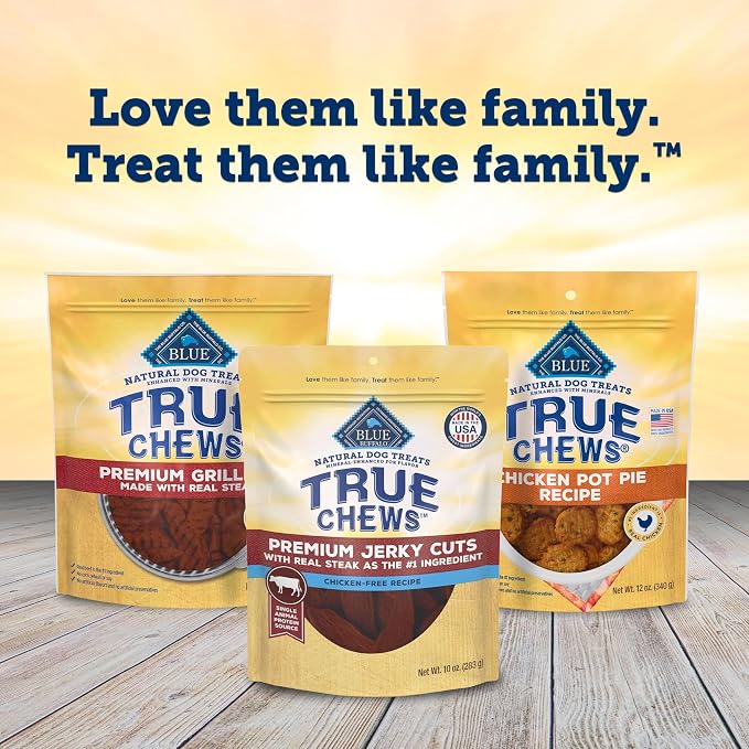 Blue Buffalo True Chews Beef Premium Jerky Cuts Natural Dog Treats, Chicken-Free Dog Snacks, Healthy Reward or Training Treat, Made in the USA with Real Steak & Natural Ingredients, 30 oz.