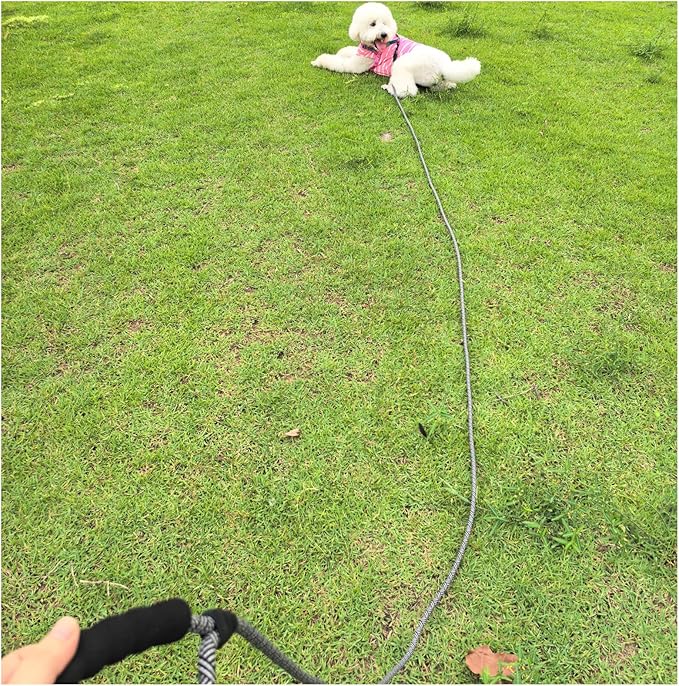 MayPaw Heavy Duty Rope Dog Leash, 3/4/6/7/8/10/12/15/20/30 FT Long Dog Lead Nylon Pet Leash, Soft Padded Handle Thick Lead Training Leashes for Large Medium Dogs (15ft * 1/2", Black)