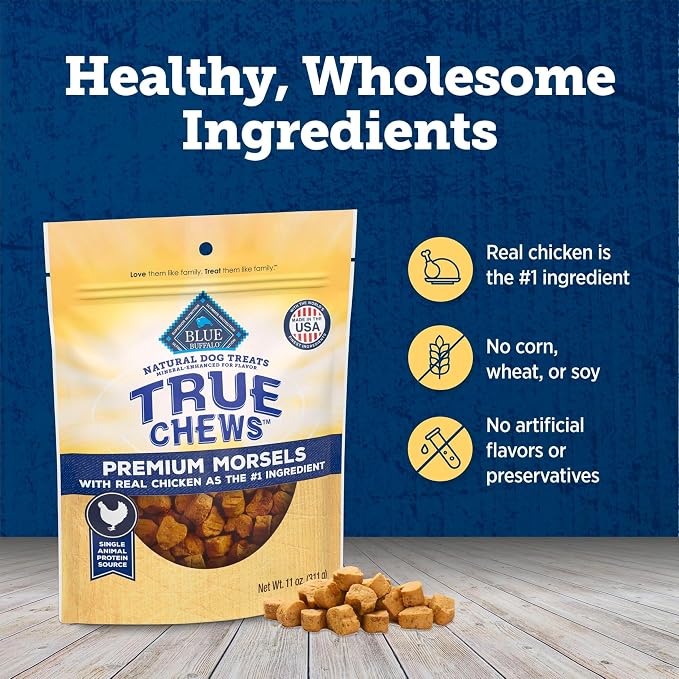 Blue Buffalo True Chews Premium Morsels Natural Dog Treats, Chicken 11 oz Bag
