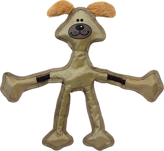 Multipet Skele Dog Rope - Nylon Tug of War - Squeaky Toy for All Dogs - Animal Dog Toy for Playing Toss & Fetch (15", Tan)