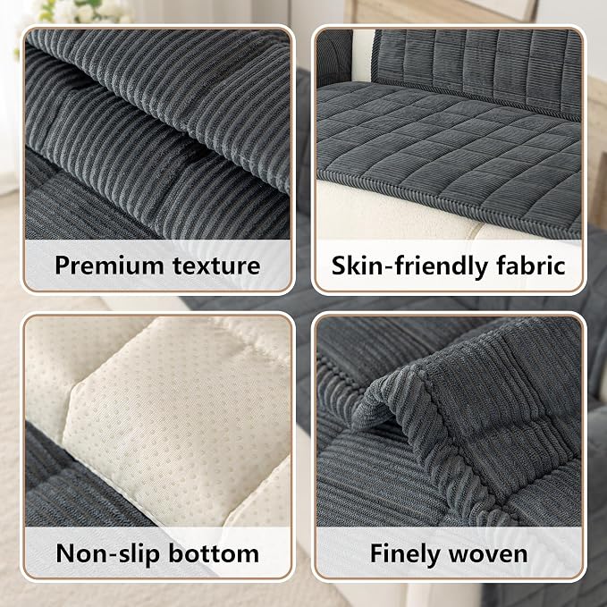 Premium Washable Couch Cover for Dogs, Non Slip Sectional Sofa Protector for L Shape Couch,Dog Couch Cover for Waterproof(1PC/27.6"x27.6",Dark Grey)