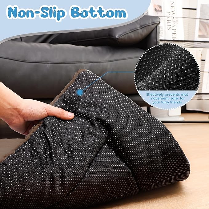 Dog Crate Pad Washable, Plush Anti-Slip Crate Mat for Medium Dogs, Cushioned Kennel Pad for Metal Dog Kennels, 30 x 20 Inch, Brown