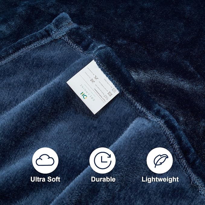 DREAMNINE Soft Cozy Plush Fleece Throw Blanket 50" x 60", Solid Shag Minky Lightweight Fuzzy Flannel Blanket for Bedroom, Luxury Washable Warm Velvet Blankets for Couch Sofa Pet, Breathable, Navy Blue