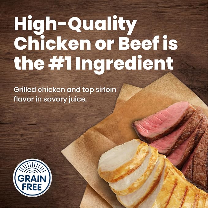 Blue Buffalo Delights Variety Pack Natural Grain Free Wet Dog Food for Small Breed Dogs (Top Sirloin Flavor Paté and Grilled Chicken Flavor Paté) with Natural Ingredients, 3.5-oz. Each (12 Cups)