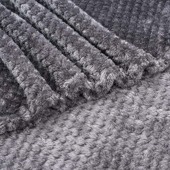 Warm Soft Fuzzy Dog or Cat Blanket, Plush Fleece Throws for Bed, Couch, Sofa, Travel (M/32" x 40", Grey Black)