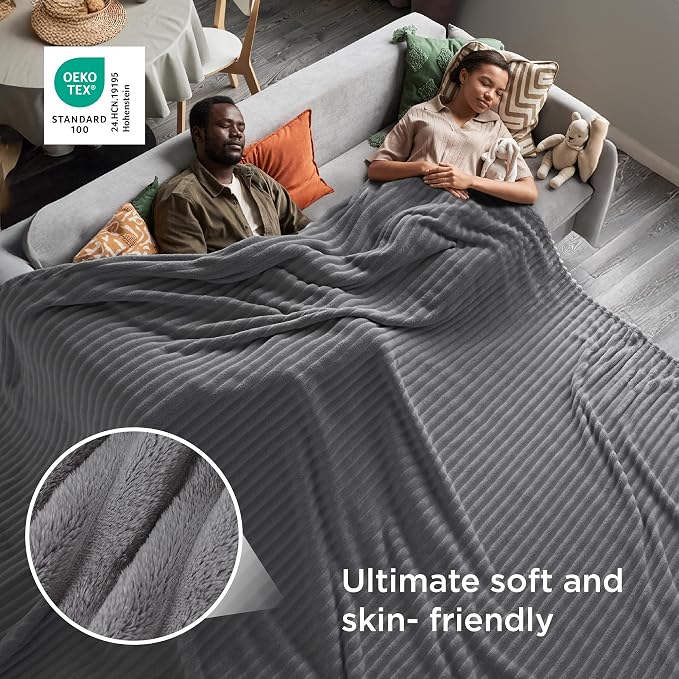 Bedsure GentleSoft Large Fleece Blanket for Bed - Cozy Soft Throw Blankets for Women, Cute Large Throws for Girls, Frost Gray, 120x120 Inches