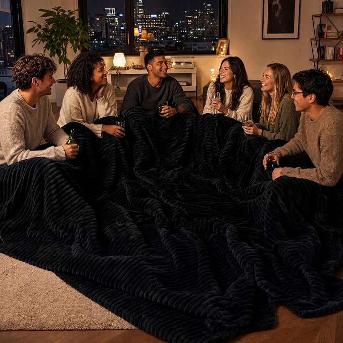 Bedsure GentleSoft Large Fleece Blanket for Bed - Cozy Soft Throw Blankets for Women, Cute Large Throws for Girls, Black, 120x120 Inches