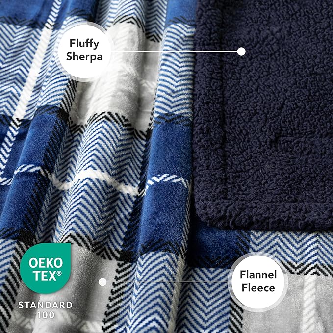 PetAmi Waterproof Dog Blanket for Couch, Pee Proof Sherpa Fleece Reversible Pet Throw, Furniture Protector for Bed Sofa Kennel, Soft Washable Cover for Small Medium Dog Puppy Cat, 29x40 Plaid Blue