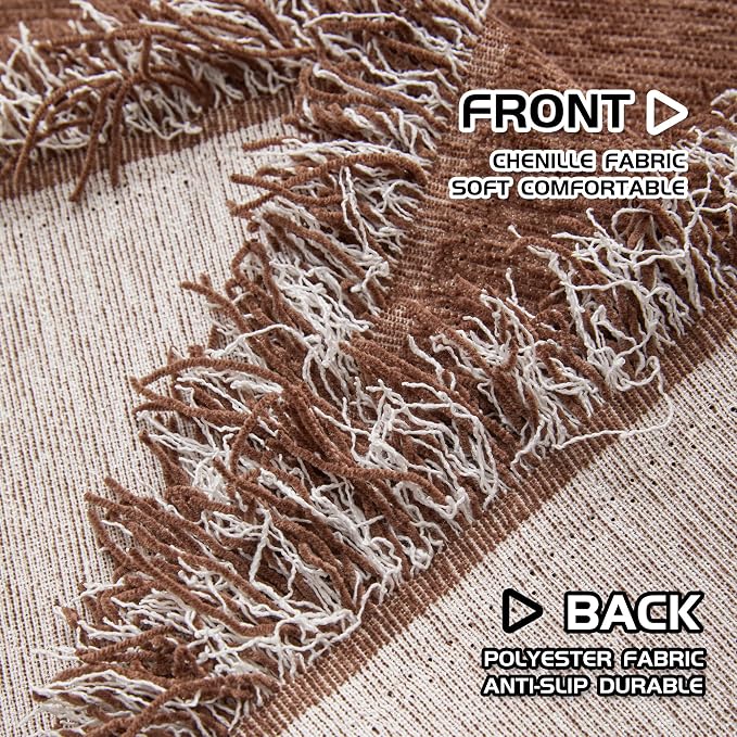 MEETSKY Couch Cover Sectional Sofa Cover Large Couch Slipcovers for Reclining Couch 3 Seat Washable Sofa Protector Decorative Modern Style for Living Room, 91" x 118", Reddish Chocolate