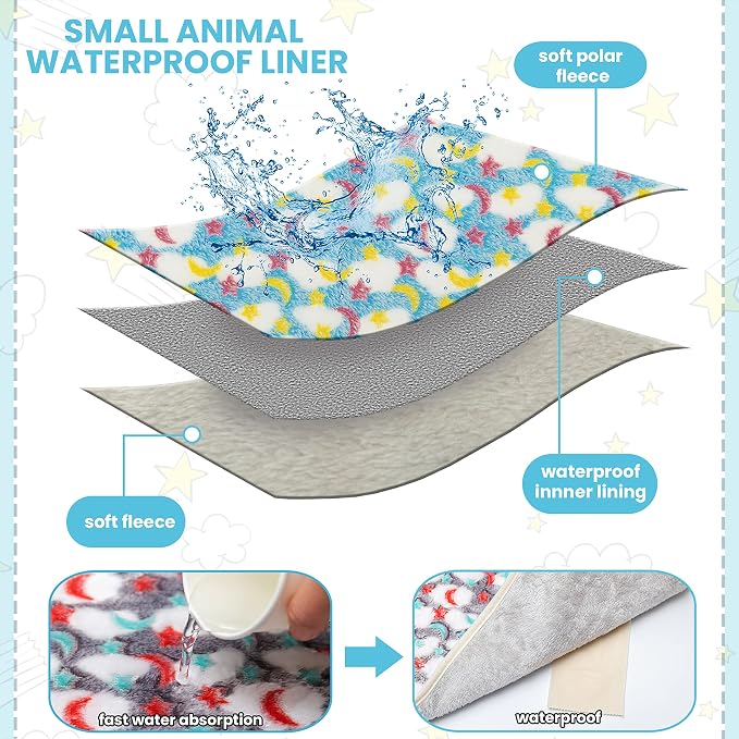 CUSOZWO Guinea Pig Bedding Mat - 3 Pack Waterproof Washable Rat Cage Liner Bedding Accessories Soft Fleece Blankets for Rat, Rabbit, Chinchilla, Hedgehog, Ferret, Hamster, Small Animals