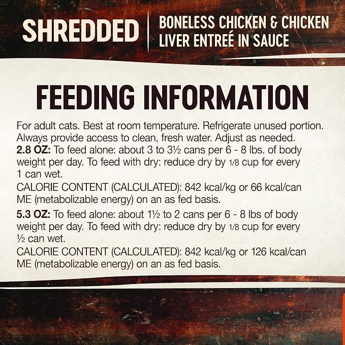 Wellness CORE Signature Selects Shredded Adult Wet Cat Food,Natural,Protein-Rich,Grain Free,5.3 Ounce (Chicken & Chicken Liver),(Pack of 24)