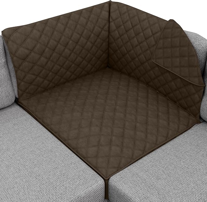 Sofa Shield® Couch Sectional Covers for Dogs, Reversible Furniture Protector with Strap, Stain and Tear Resistant Cushion Cover, 30x30 inch Seat, Machine Washable Slipcover Pets, Cats, Chocolate