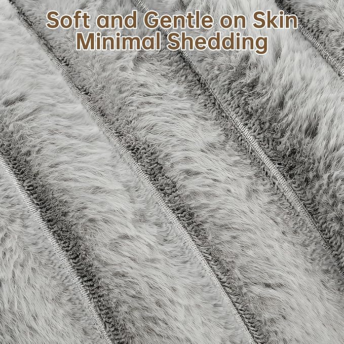 Donut Dog and Cat Bed, Luxurious Comfortable Faux Rabbit Fur Pet Beds, Round Anti-Anxiety Calming Puppy Kitten Bed with Anti-Slip Bottom for Small Medium Dogs & Cats(28", Grey)
