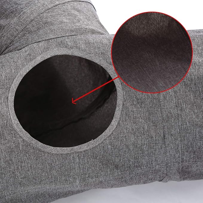 Ownpets Cat Tunnel, 3 Way Collapsible Kitty Tunnel 47 inch Long Cat Tube with Plush Ball & Feather Toy, Cat Play Tunnel for Indoor Cat, Kitten, Rabbit