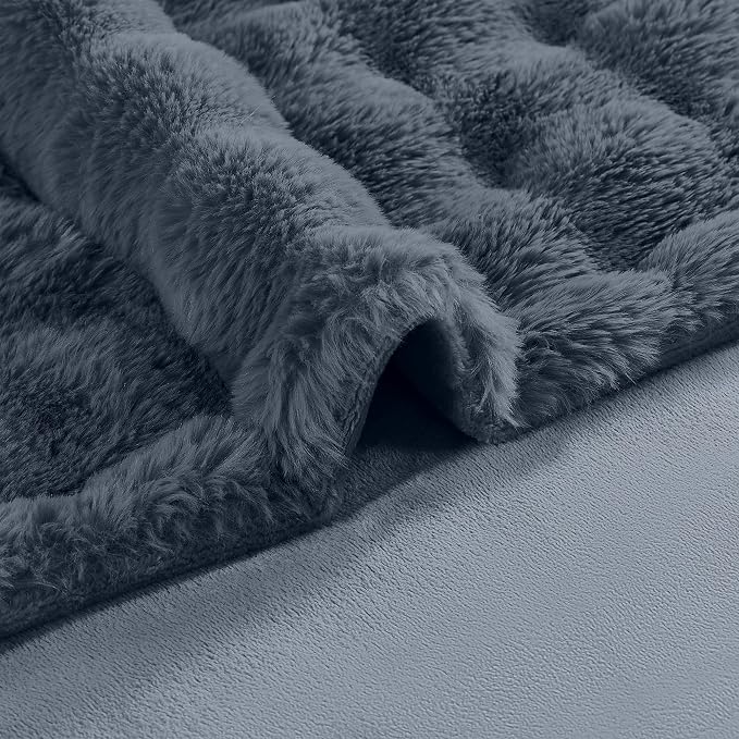 Modern Threads Water-Resistant Faux Rabbit Fur Pet Blanket for Dogs & Cats – Ultra-Soft Couch, Bed & Crate Protector, 30x40 Navy Blue