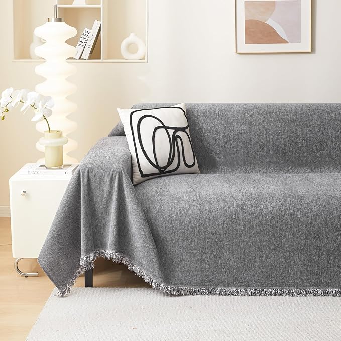 MEETSKY Couch Covers for Sofa, Washable Sofa Covers, Love Seat Couch Covers for 2 Cushion Couch Sofa Pet Friendly, Sectional Sofa Slipcovers, Thick Soft Fabric Modern Style, 71" x 118", Dark Grey