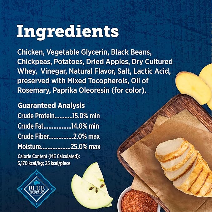 Blue Buffalo True Chews Chicken & Apple Sausage Natural Dog Treats, Real Meat Dog Snacks, Healthy Reward or Training Treat, Made in the USA with Real Chicken & Natural Ingredients, 12 oz.