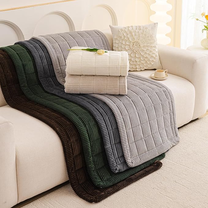 MEETSKY Couch Cover for 3 Cushion Couch Sofa, Grey Sofa Covers for Dogs Washable, Non-Slip Sofa Protector Pet Friendly Dog Mats for Couches Soft Furniture Covers, 27.6" x 82.7", Dark Grey