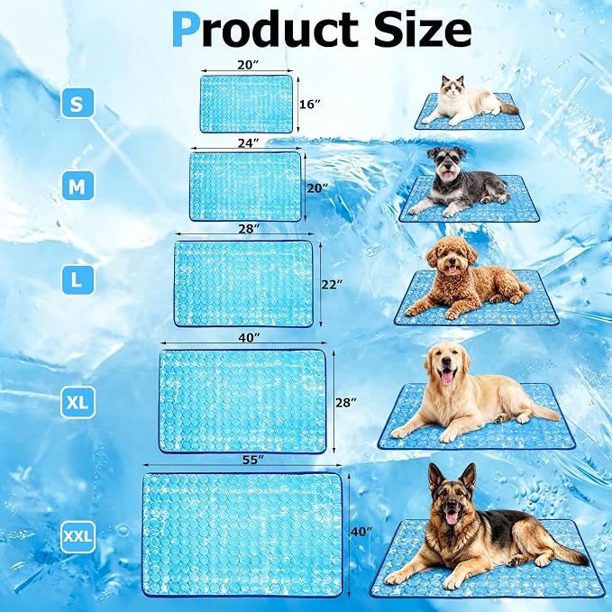 Dog Cooling Mat, Arc-Chill Cooling Fiber Self-Cooling Pad for Dogs - 28" x 22"Washable Non-Toxic Summer Pet Mat, Non-Slip Foldable Portable Soft Pad for Indoor Outdoor/Kennel Sofa Bed Floor Car