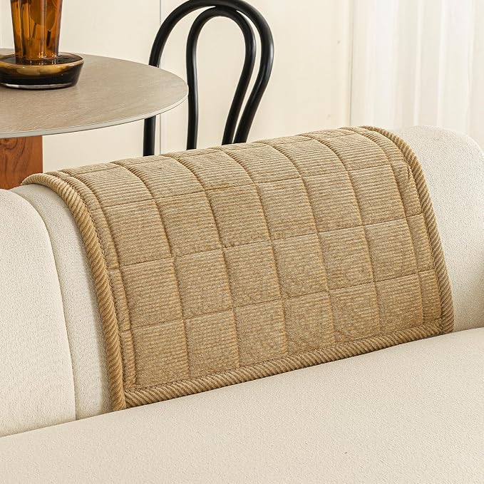 Velvet Couch Covers for Sectional Sofa Washable, Non-Slip L Shaped Sectional Couch Cover, Soft Pet Couch Covers for Sofas, Furniture Slipcovers for Single Sofa(1PC,35"x35",Light Brown)