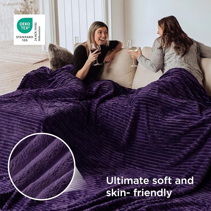 Bedsure GentleSoft Large Fleece Blanket for Bed - Cozy Soft Throw Blankets for Women, Cute Large Throws for Girls, Purple, 120x120 Inches