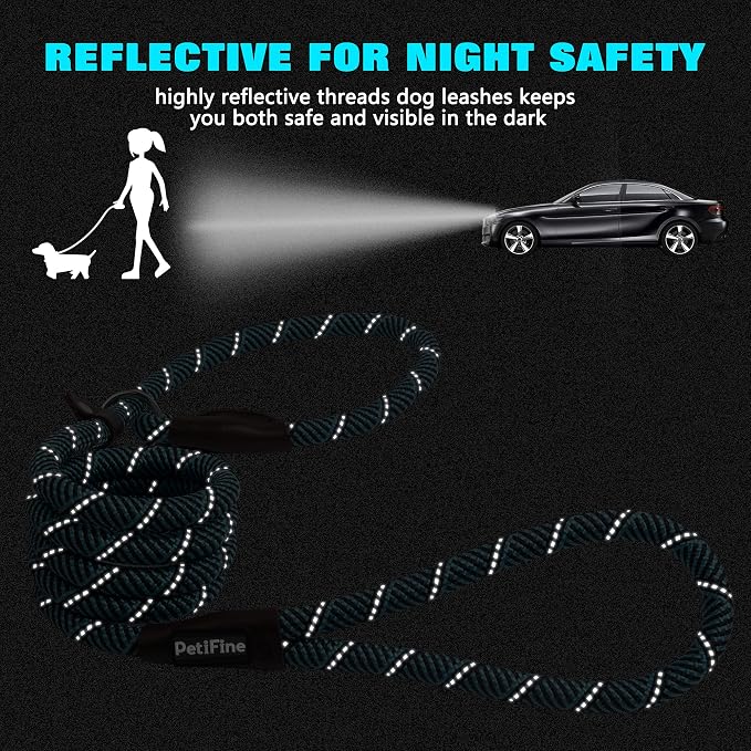 PetiFine Slip Lead Dog Leash,6FT x 1/2" Reflective Durable Dog Training Lead, Heavy Duty Adjustable Nylon Dog Rope Slip Leash for Small Medium Large Dogs (Blue)