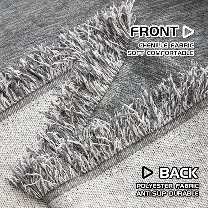 MEETSKY Grey Couch Cover for Dogs Washable Chenille Sofa Covers Blanket Sectional Couch Cover，Thick Loveseat Covers L Shaped Sofa Slipcover for Pets, 71"x 102"