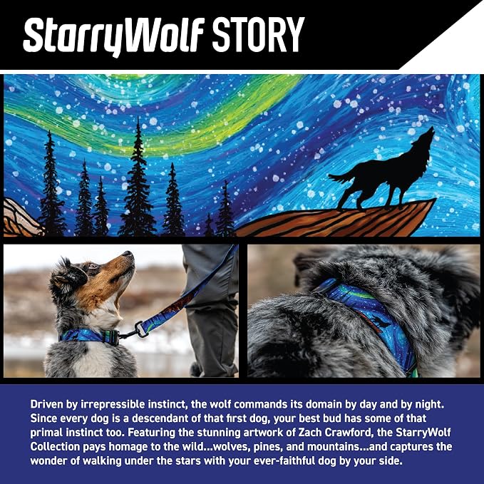 Wolfgang Heavy Duty Adjustable Dog Harness, Pull-Tested for Walking & Training, StarryWolf Print, Large