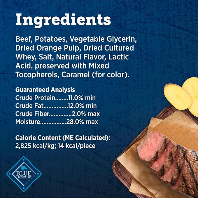 Blue Buffalo True Chews Premium Morsels Dog Treats, Made in The USA with Natural Ingredients, Steak, 10-oz Bag (Pack of 6)