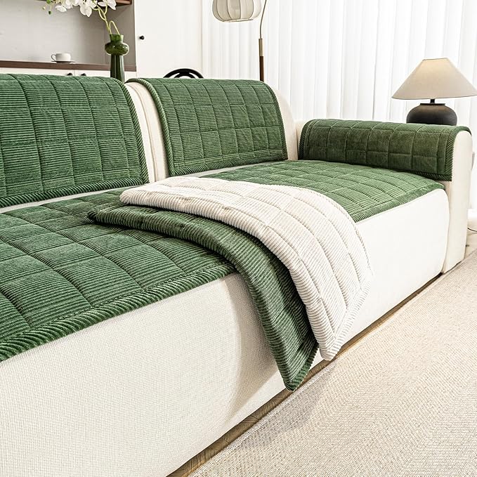 Couch Covers for Dogs Washable, Non Slip Couch Covers for Loveseat Sofa Pet Friendly, Soft Fuzzy Sofa Covers for Pet, Dog Couch Cover Furniture Protector(1PC,Green,27.6"x94.5")