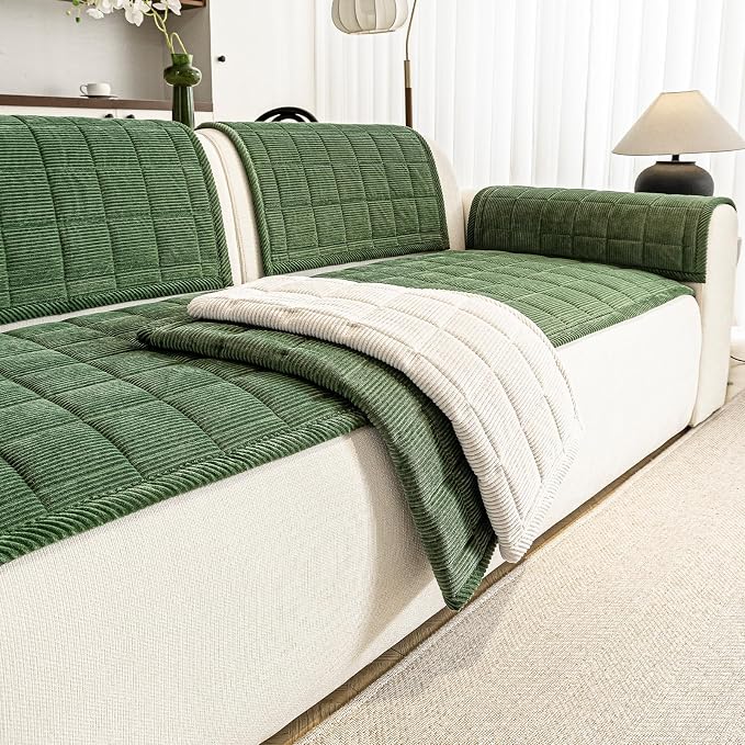 Couch Covers for Dogs Washable, 27.6"x82.7" Non Slip Couch Covers for Loveseat Sofa Pet Friendly, Soft Fuzzy Sofa Covers for Pet, Dog Couch Cover Furniture Protector(1PC,Green)