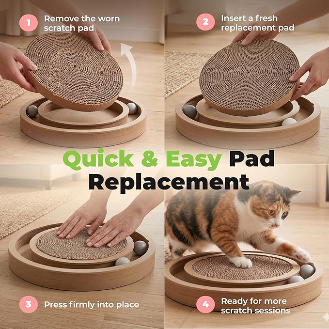 Best Pet Supplies Catify Cat Scratcher, Fun Interactive Scratchers, Posts, Poles, Claw Safe, Furniture Saver Indoor Play Support Natural Cat Behaviors Heavy Duty - Round(5 Pack)