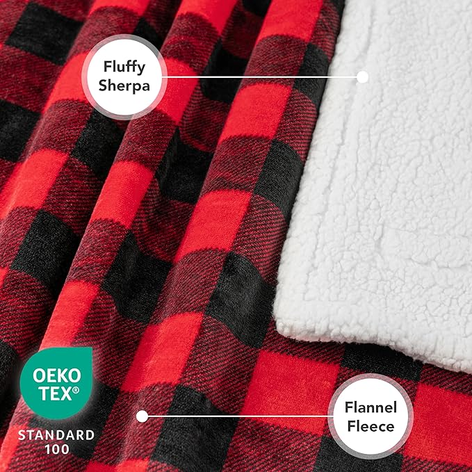 PetAmi Waterproof Dog Blanket for Couch, Large 60x40, Pee Proof Sherpa Fleece Reversible Pet Throw, Furniture Protector for Bed Sofa Kennel, Soft Washable Cover for Medium Dogs Cats, Plaid Red