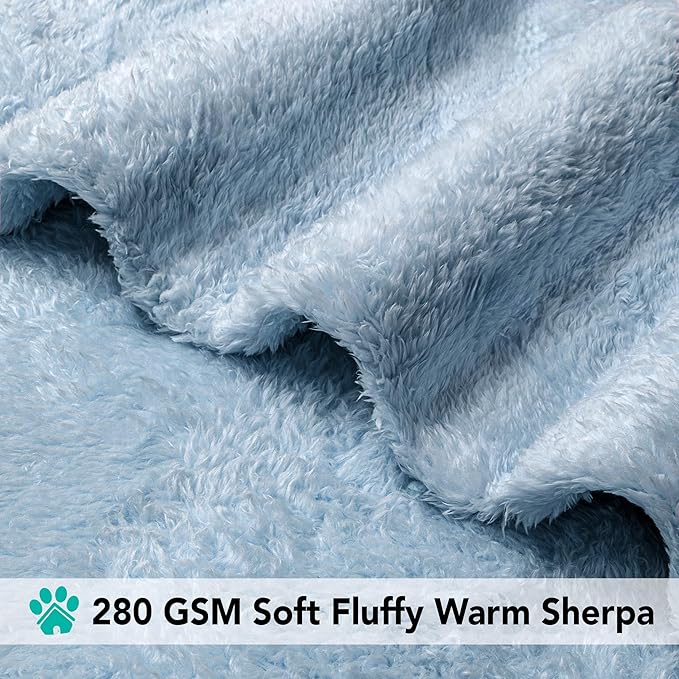 PETAMI Fluffy Fleece CAT and Dog Throw Blanket, Blue, Medium