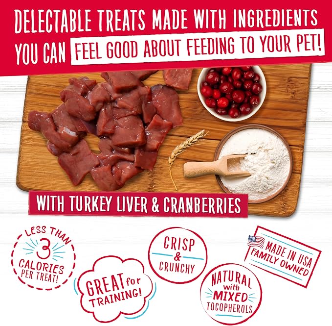 Charlee Bear Dog Training Treats, Turkey Liver & Cranberries Recipe, Low Calorie (Under 3 Calories), Limited Ingredient Crunchy Dog Treats, 16 oz. Resealable Bag